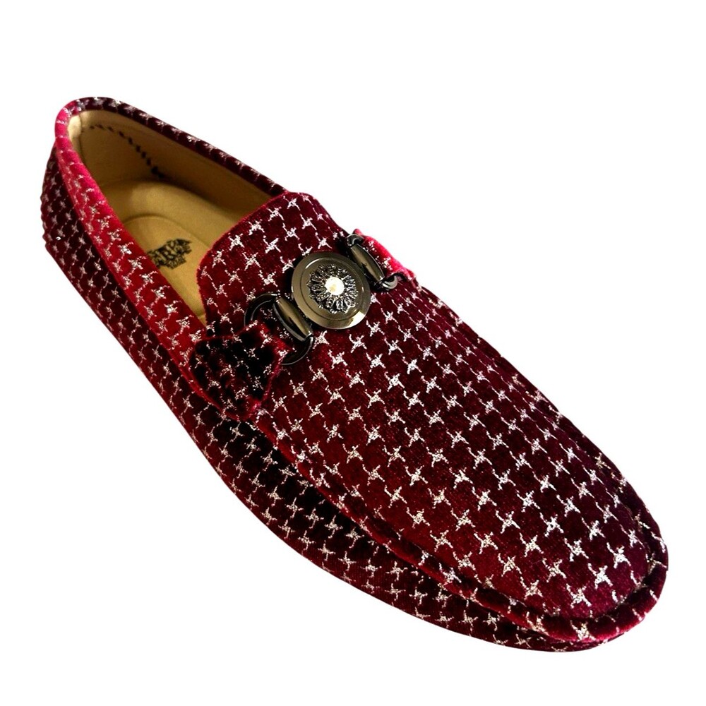 Royal Shoes  Velvet  Burgundy Loafers Moccasins Glitters Horsebit  Men’s Sz 9.5